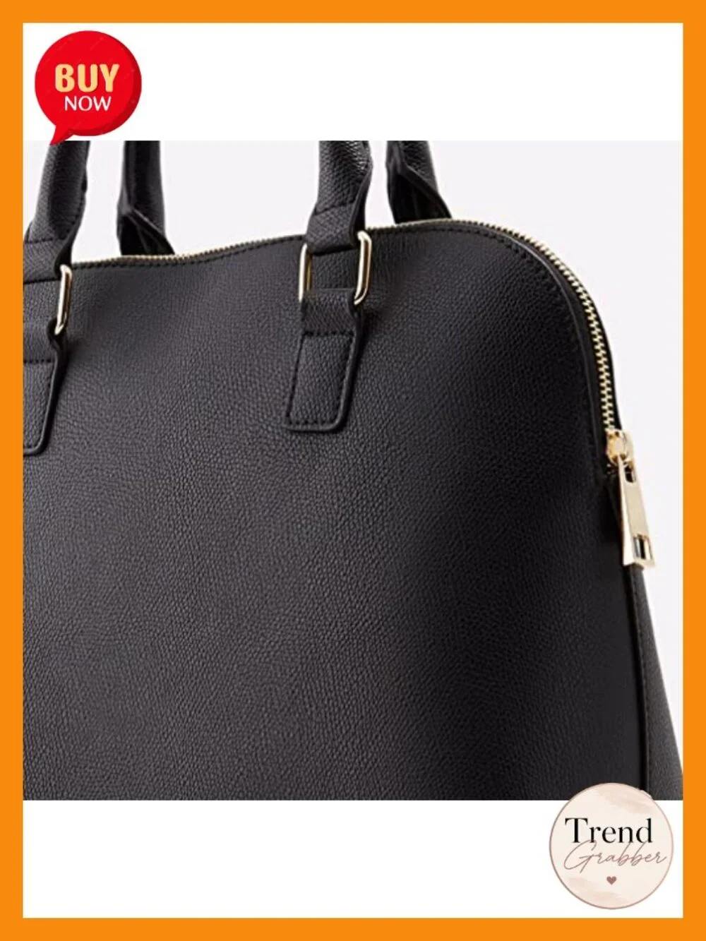 Dome Satchel Handbag - Faux Leather - Adjustable Strap